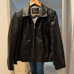 Adler Collection Women’s Black Genuine Leather Zip-Up Jacket – Size Medium